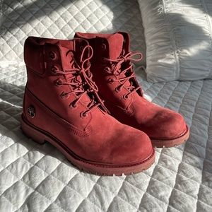 Maroon Timberland Combat Boots